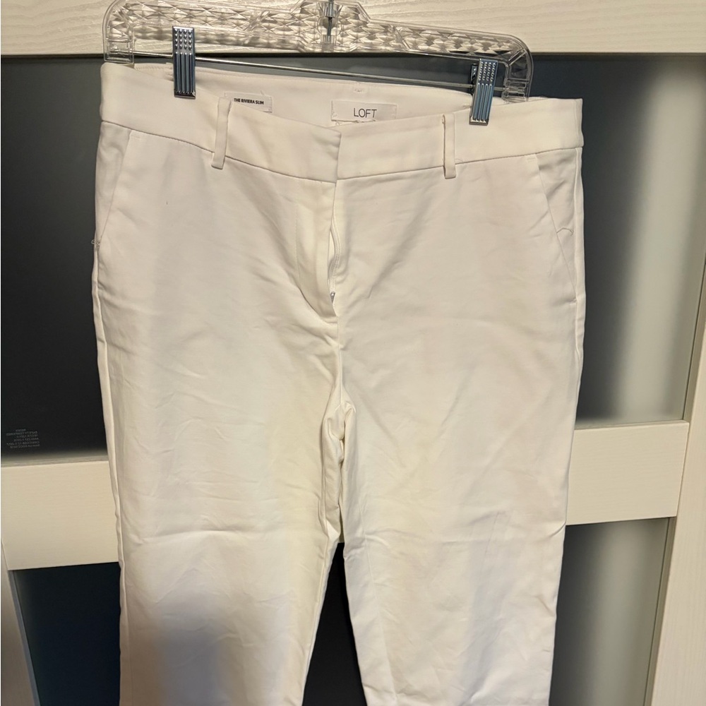 LOFT White Riviera Slim Ankle Pants Sz 8